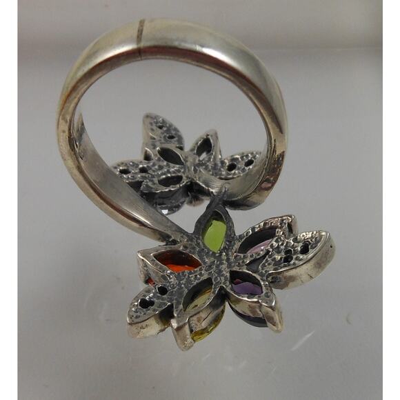 Sterling Silver Flower Bypass Ring from Thailand Size 8 NOS - Picture 8 of 10